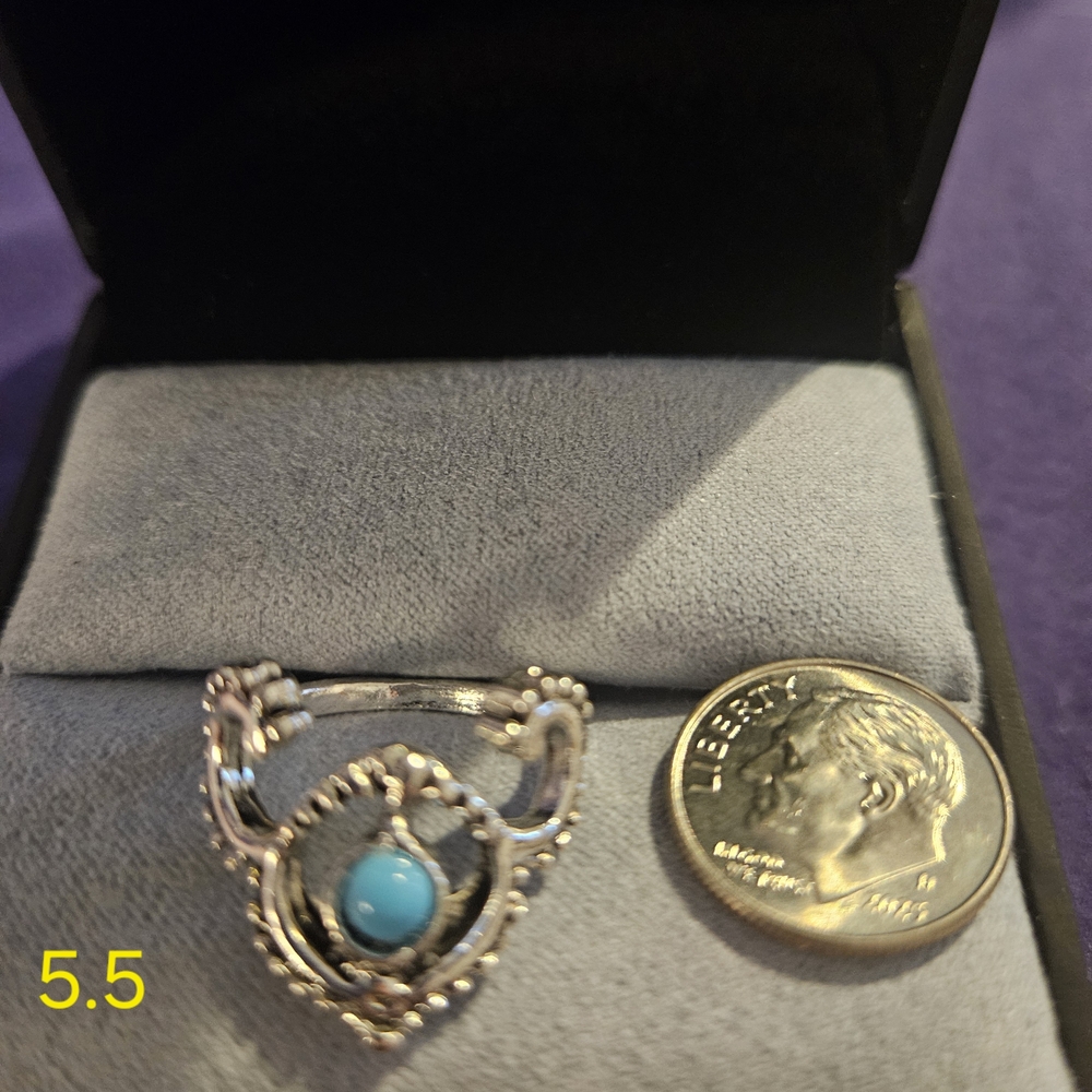 Silver Turquoise Accent Women’s Ring - Size 5.5